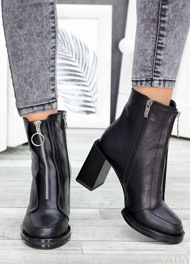 Ботинки ботильоны женские кожаные черные Kristi 7194-28