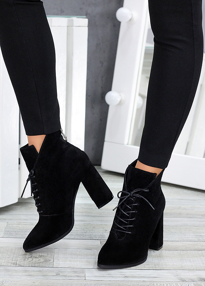 Черевики ботильйони жіночі замша чорні Женева 7190-28