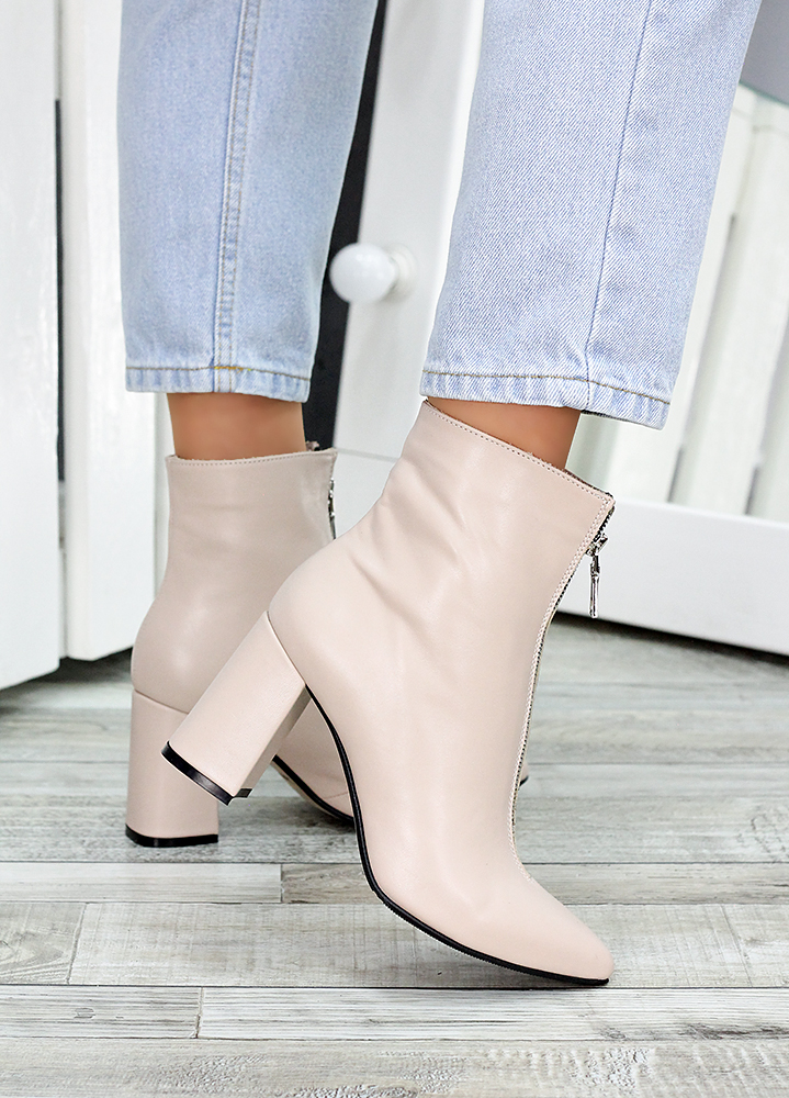 Ботинки ботильоны женские кожаные пудра Ванесса 7219-28