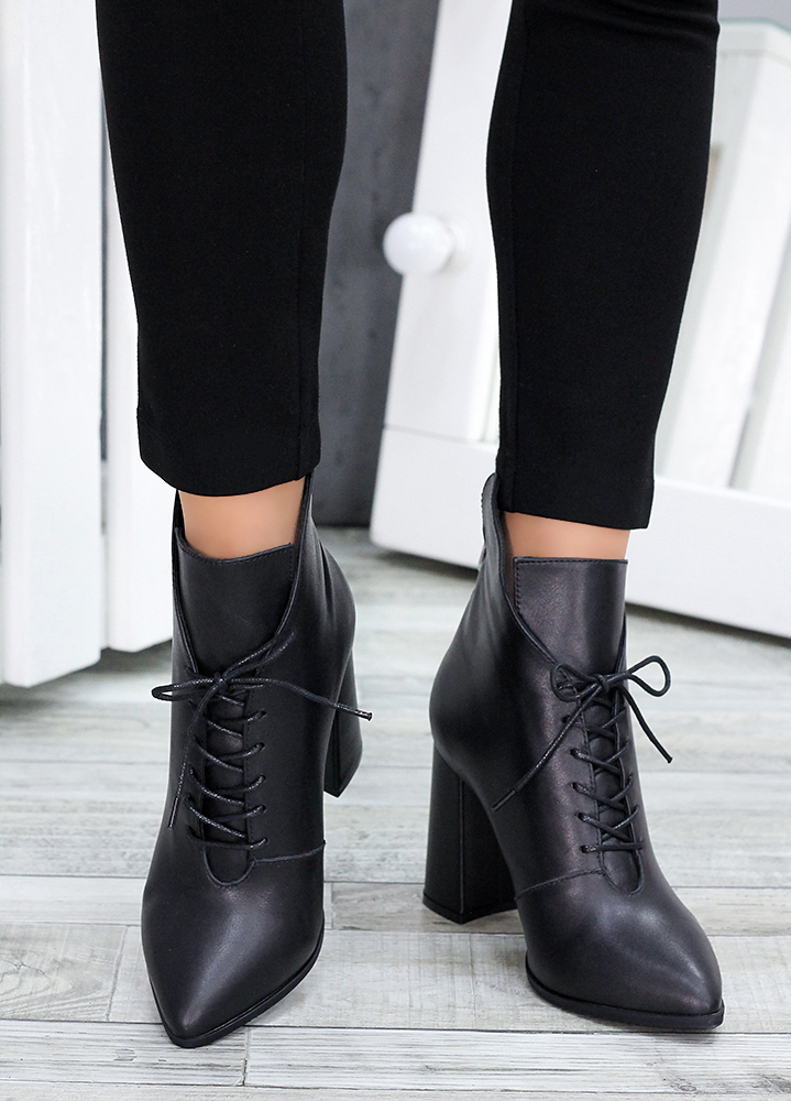 Черевики ботильйони жіночі шкіряні чорні Женева 7159-28