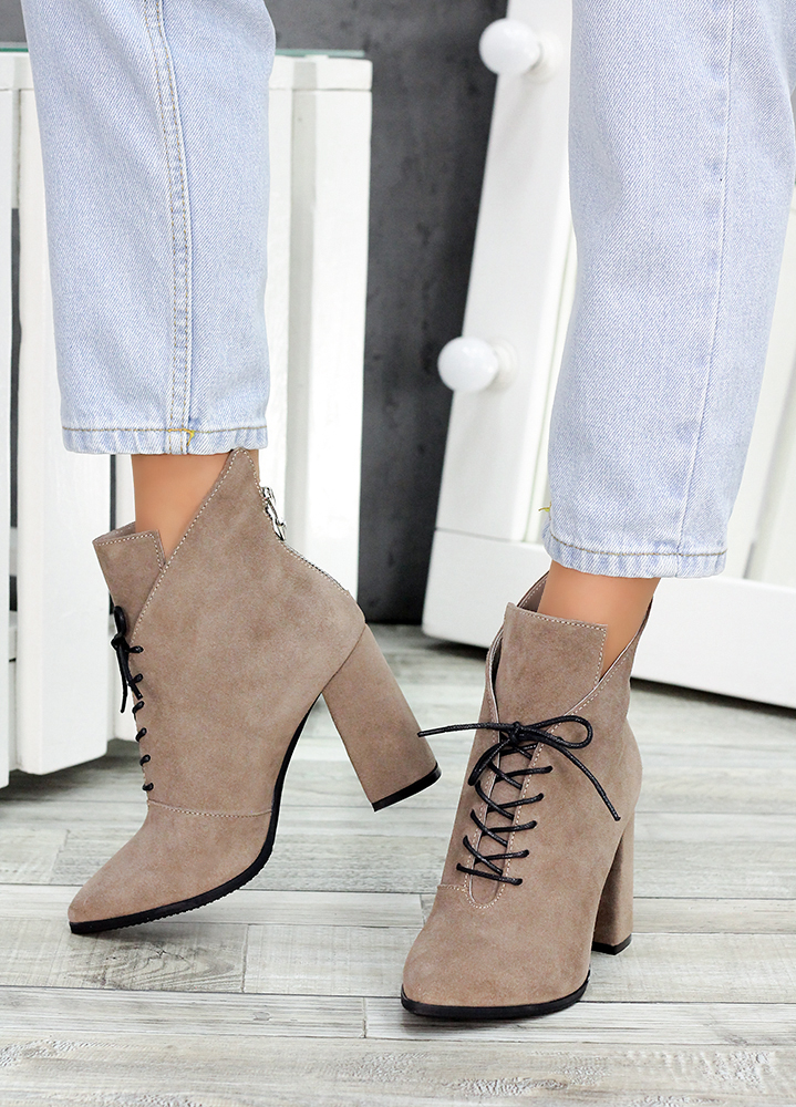 Черевики ботильйони жіночі замшеві латте Женева 7189-28