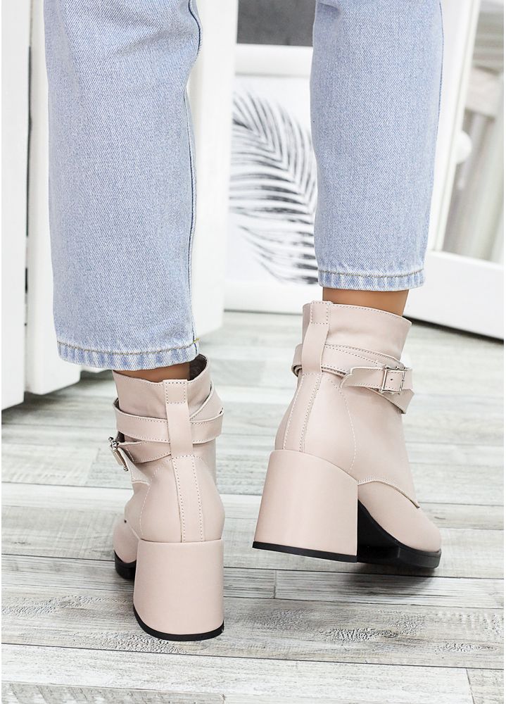 Ботинки ботильоны женские кожаные пудра Злата 7224-28