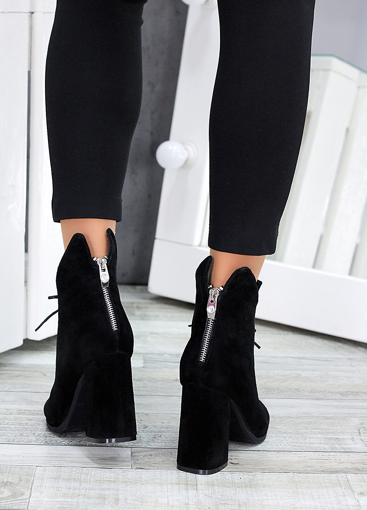 Черевики ботильйони жіночі замша чорні Женева 7190-28
