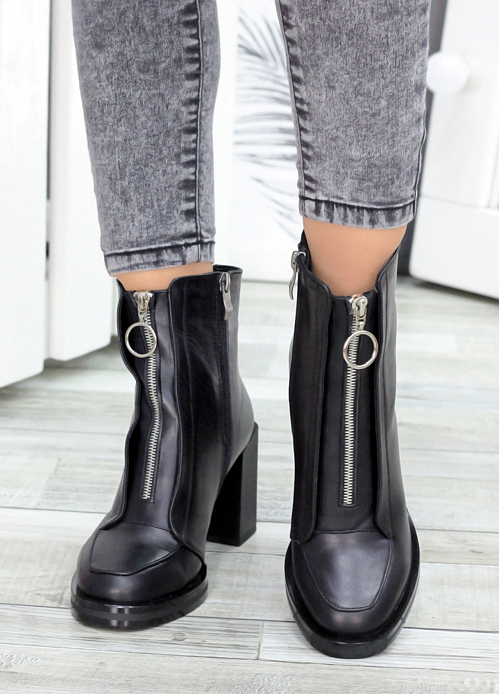 Ботинки ботильоны женские кожаные черные Kristi 7194-28