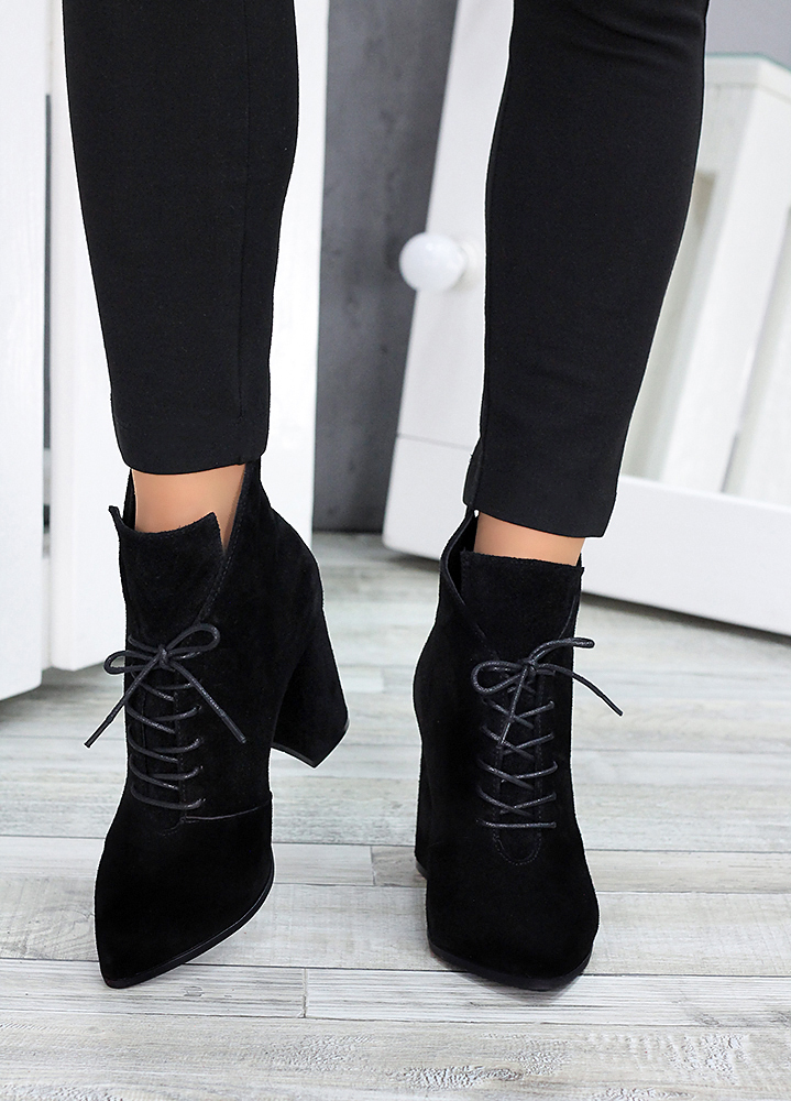 Черевики ботильйони жіночі замша чорні Женева 7190-28