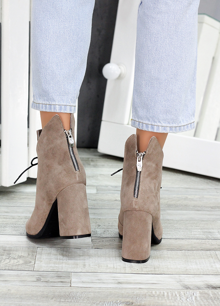 Черевики ботильйони жіночі замшеві латте Женева 7189-28