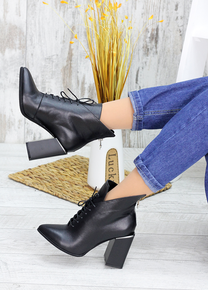 Ботинки ботильоны женские кожа черные Женева 7550-28