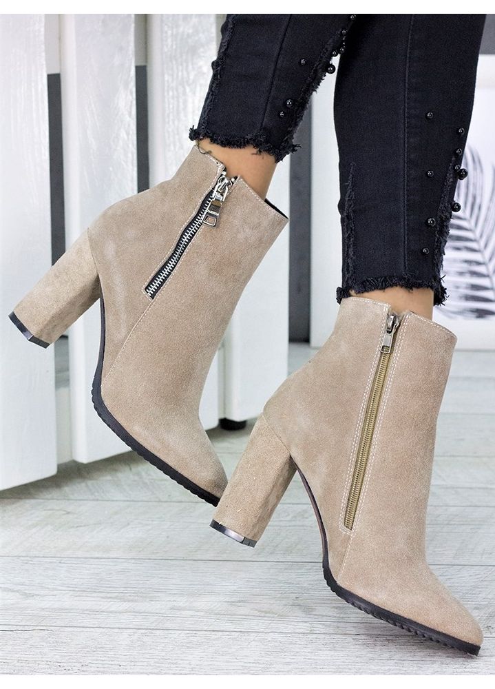 Черевики ботильйони жіночі замша беж Шанталь 7230-28