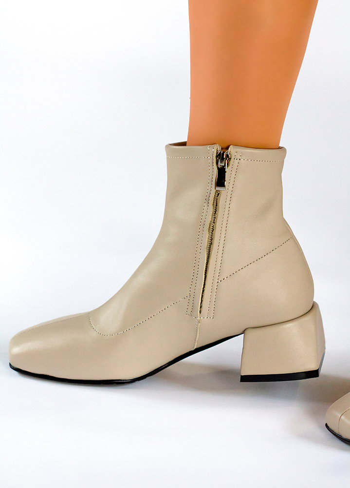 Ботинки ботильоны женские кожаные бежевые  7916-28