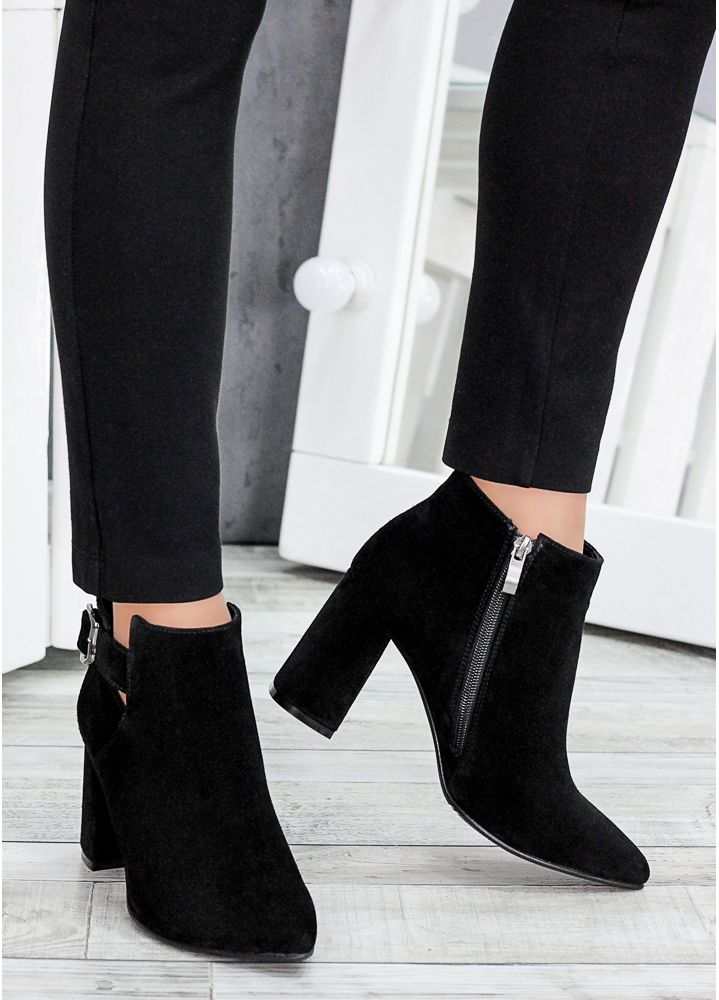 Ботинки ботильоны женские замша черные Sollo 7760-28
