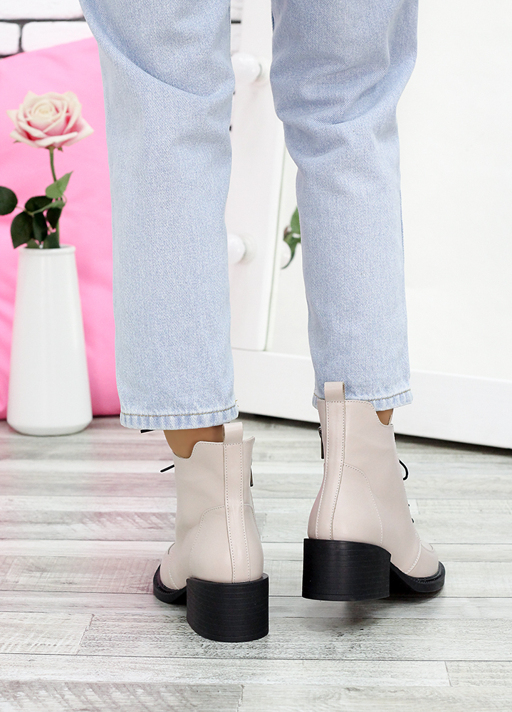 Ботинки ботильоны женские кожаные пудра Lolita 7609-28