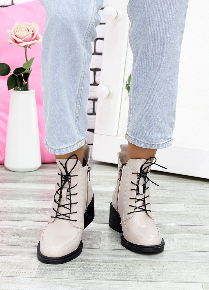 Ботинки ботильоны женские кожаные пудра Lolita 7609-28