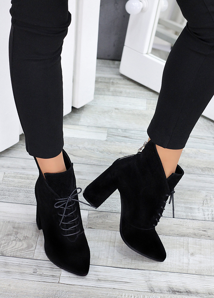 Черевики ботильйони жіночі замша чорні Женева 7190-28