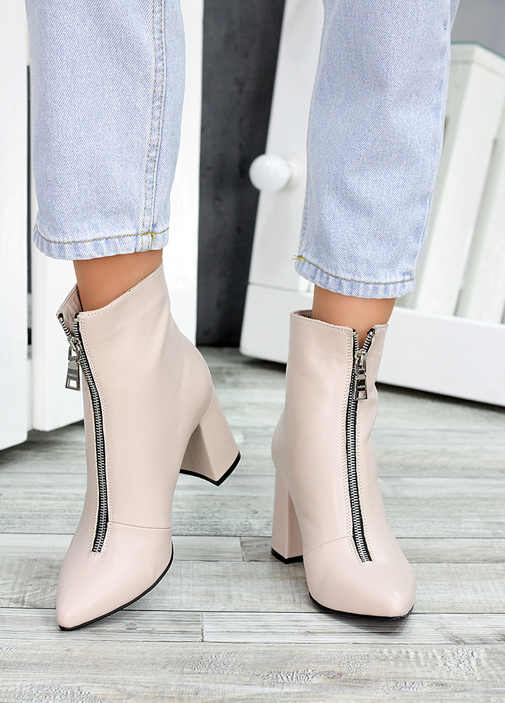 Ботинки ботильоны женские кожаные пудра Ванесса 7219-28