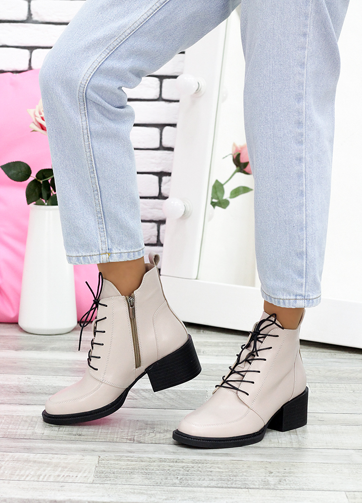 Ботинки ботильоны женские кожаные пудра Lolita 7609-28