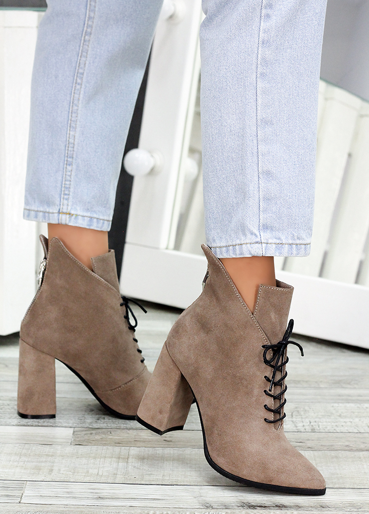 Черевики ботильйони жіночі замшеві латте Женева 7189-28