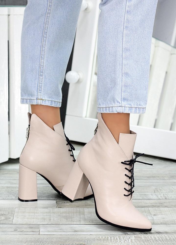 Ботинки ботильоны женские кожаные  латте Женева 7222-28