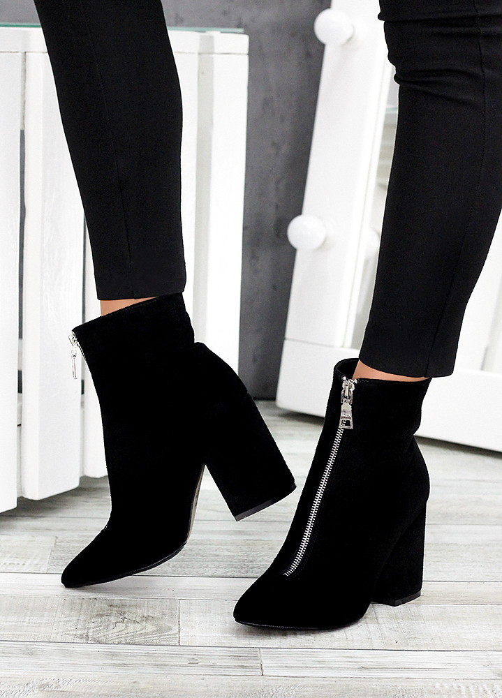 Черевики ботильйони жіночі замша чорні Ванесса 7519-28