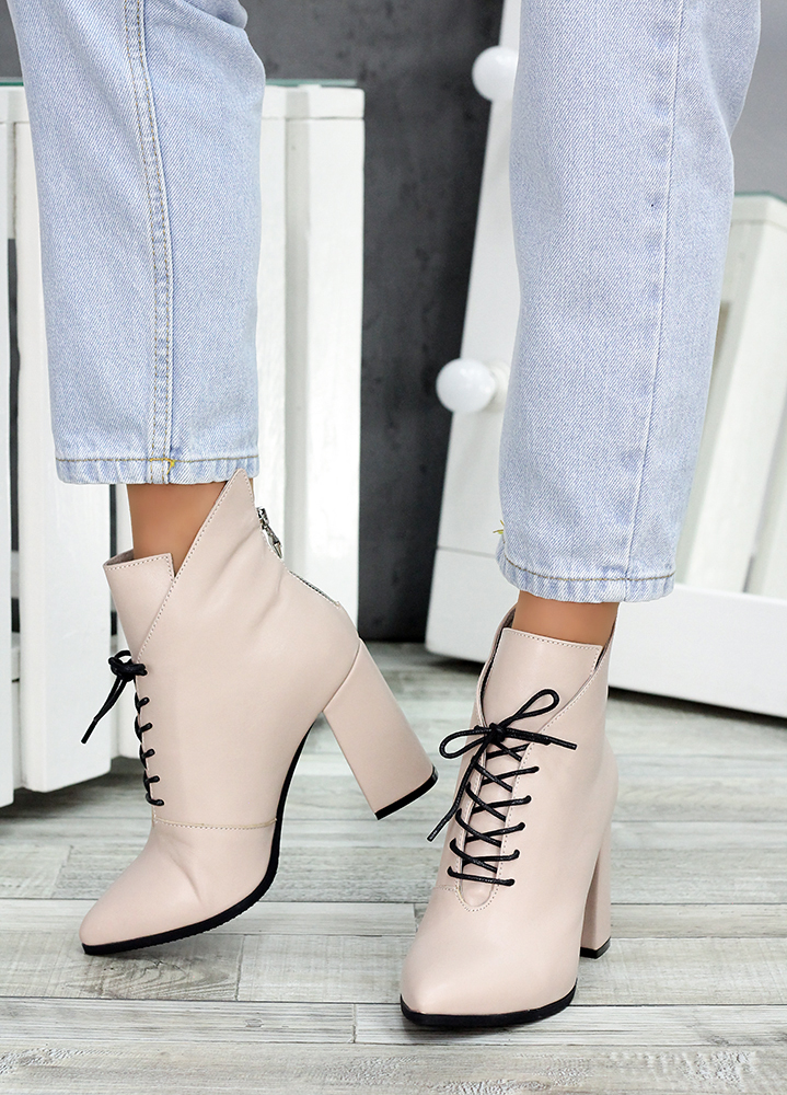 Ботинки ботильоны женские кожаные  латте Женева 7222-28