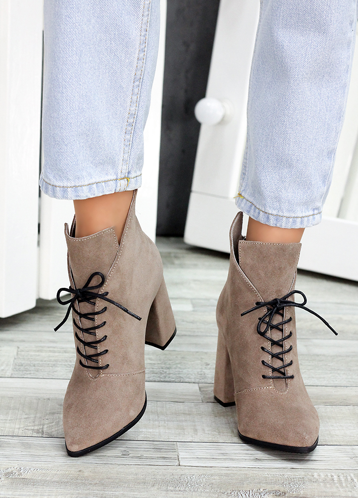 Черевики ботильйони жіночі замшеві латте Женева 7189-28