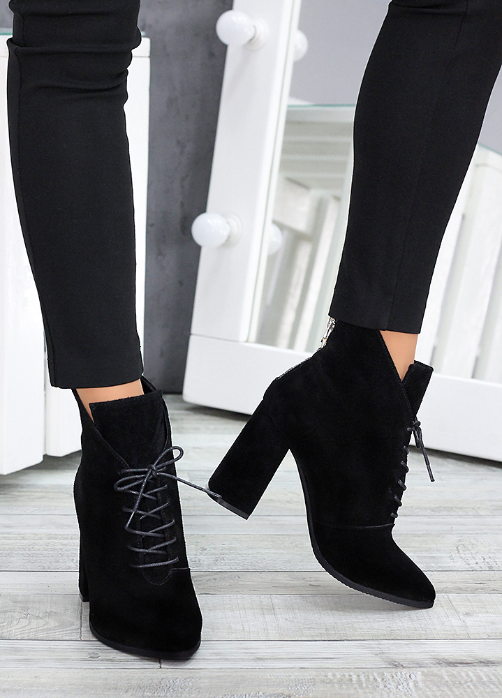 Черевики ботильйони жіночі замша чорні Женева 7190-28