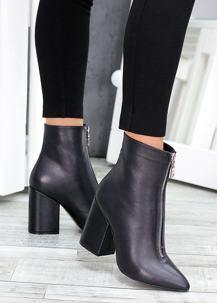Черевики ботильйони жіночі шкіра чорні Ванесса 7518-28