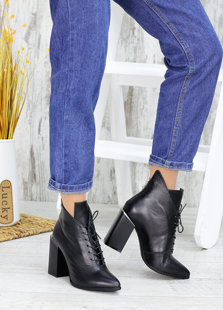 Ботинки ботильоны женские кожа черные Женева 7550-28