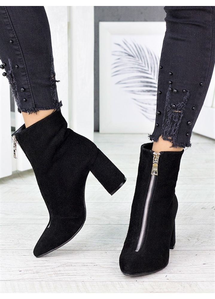 Черевики ботильйони жіночі замша чорні Ванесса 7218-28