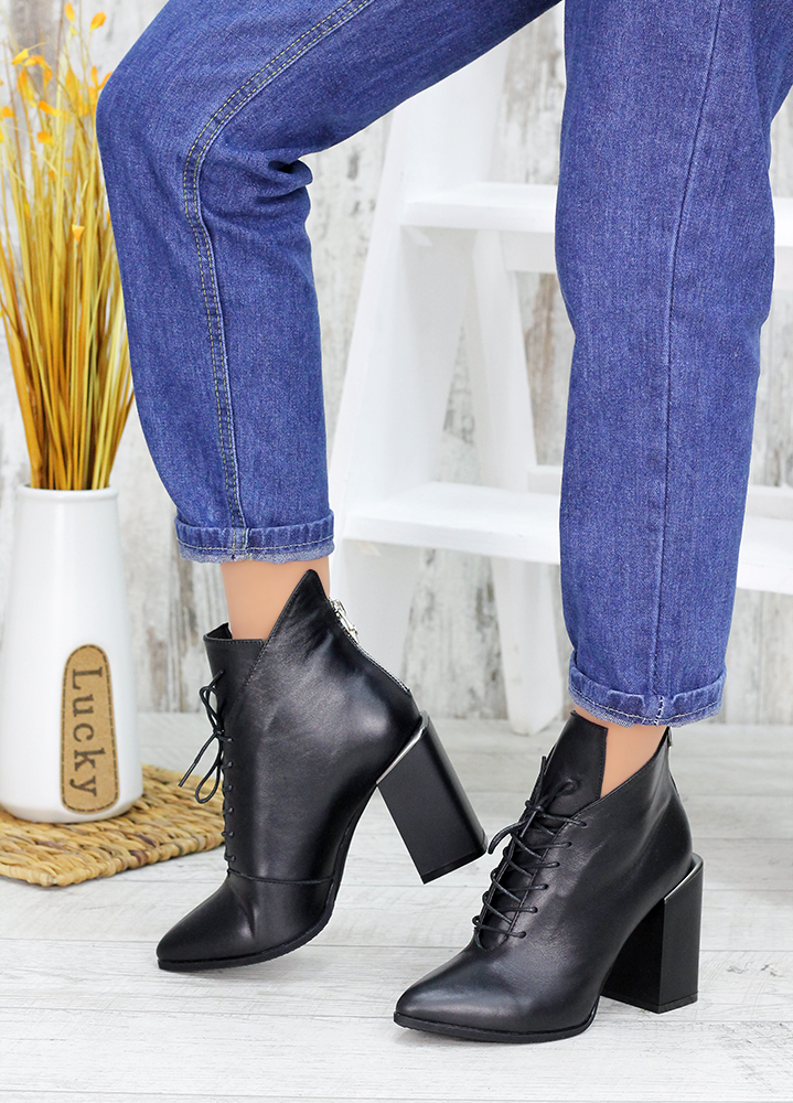 Ботинки ботильоны женские кожа черные Женева 7550-28