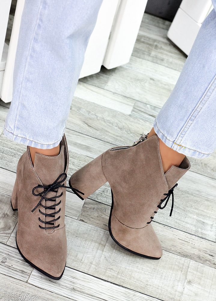 Черевики ботильйони жіночі замшеві латте Женева 7189-28