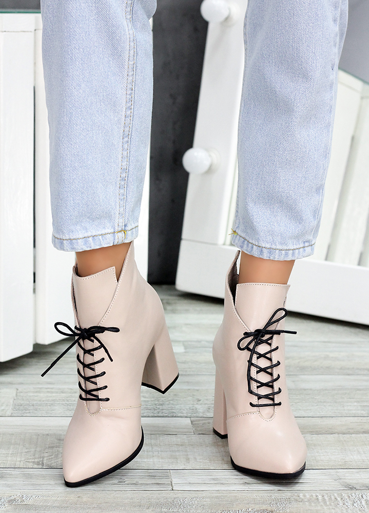 Ботинки ботильоны женские кожаные  латте Женева 7222-28