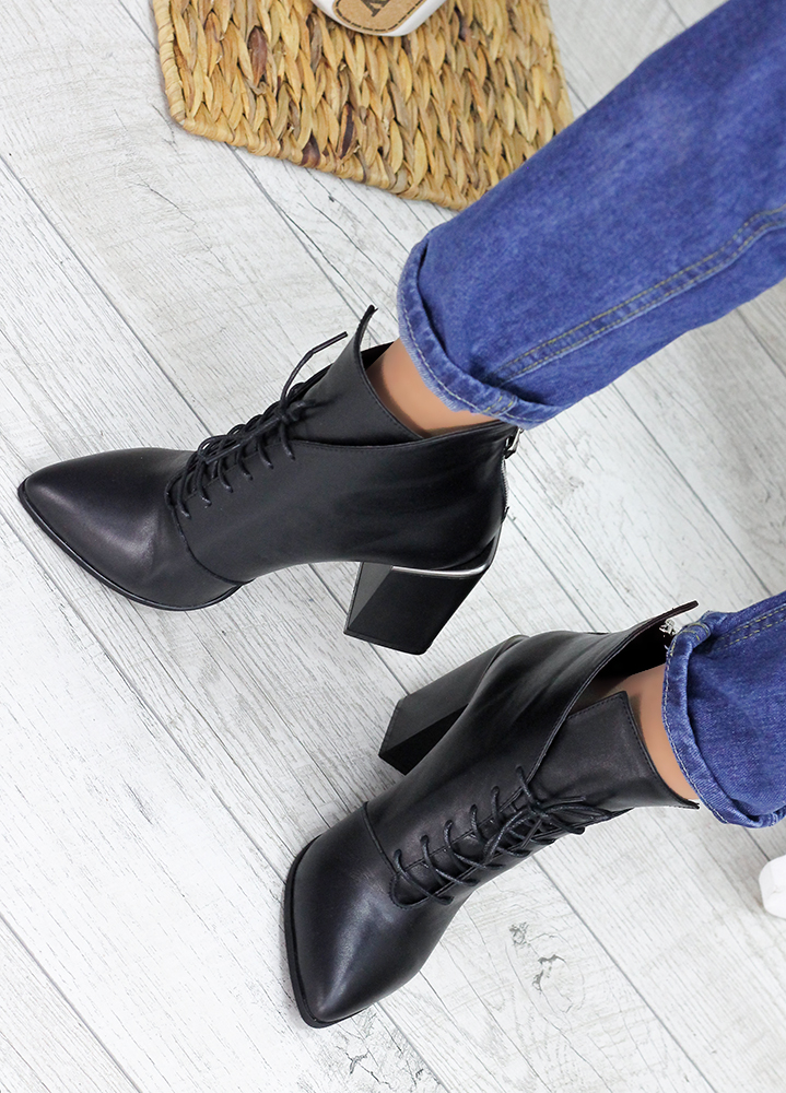 Ботинки ботильоны женские кожа черные Женева 7550-28