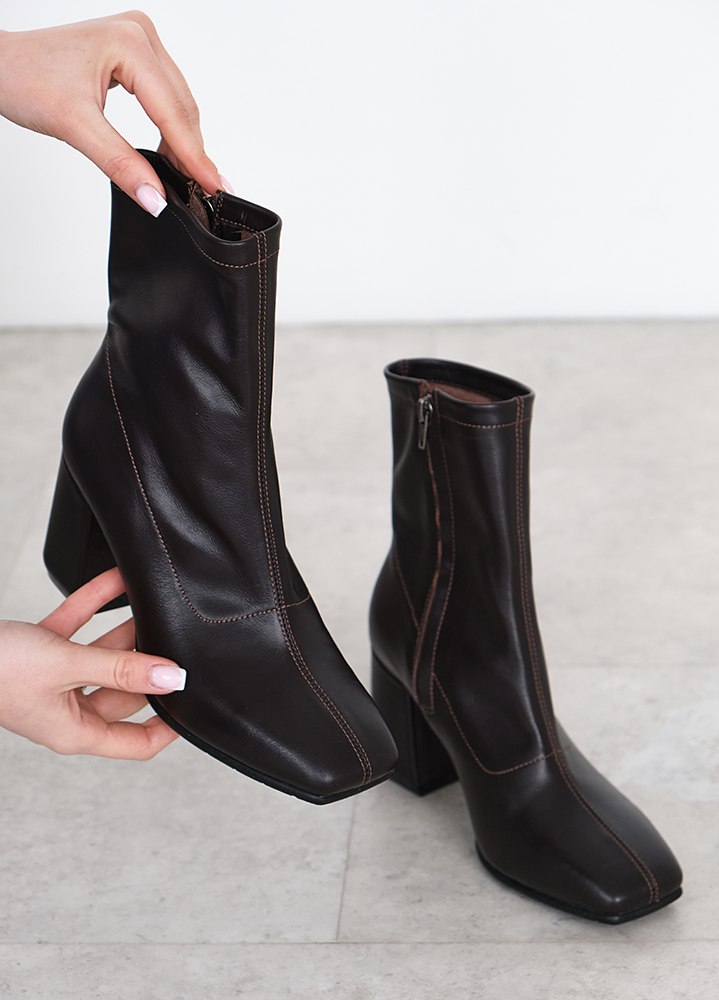 Ботинки ботильоны женские кожаные  brown 8453-28