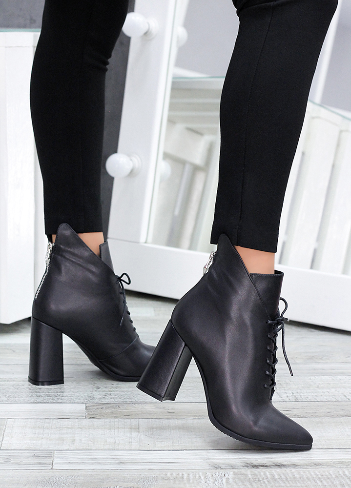 Черевики ботильйони жіночі шкіряні чорні Женева 7159-28