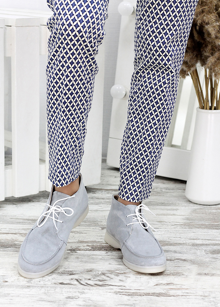 Черевики короткі жіночі замшеві сірі LORO 7679-28