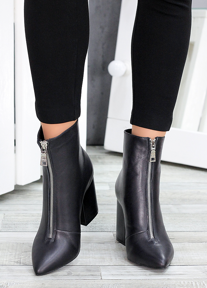 Черевики ботильйони жіночі шкіра чорні Ванесса 7518-28