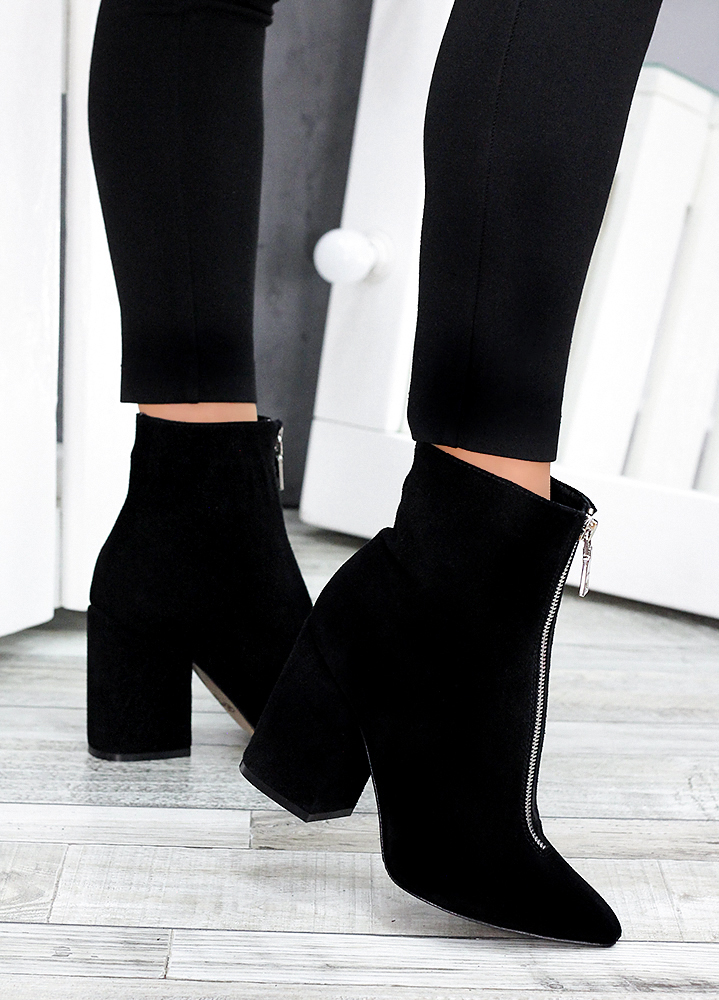 Черевики ботильйони жіночі замша чорні Ванесса 7519-28