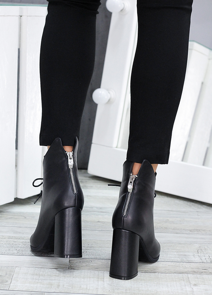 Черевики ботильйони жіночі шкіряні чорні Женева 7159-28
