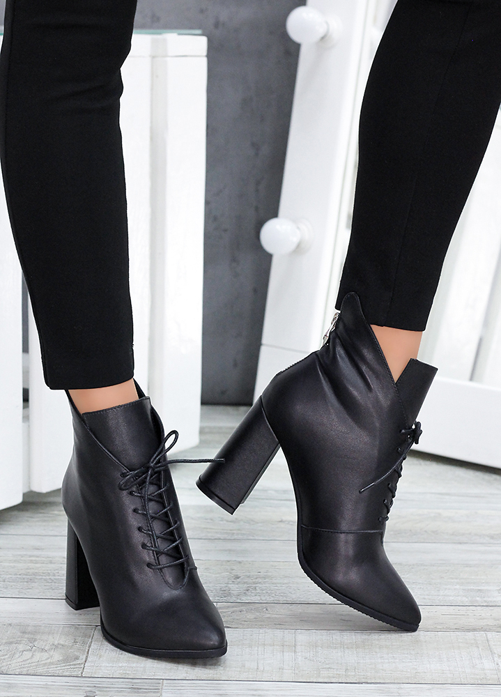 Черевики ботильйони жіночі шкіряні чорні Женева 7159-28