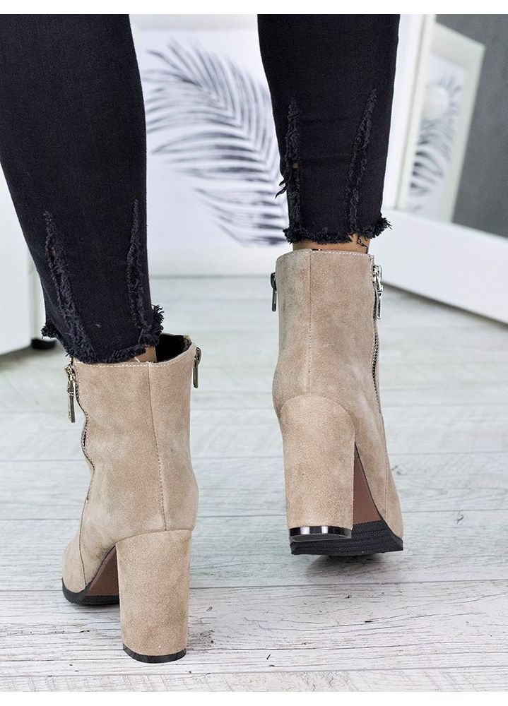 Черевики ботильйони жіночі замша беж Шанталь 7230-28