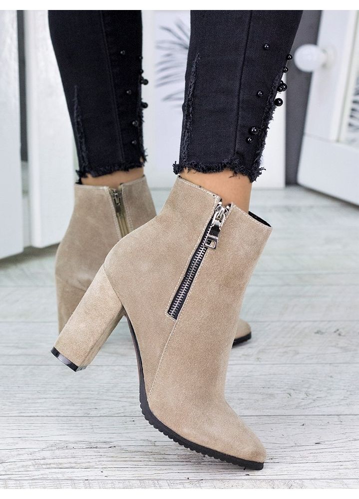 Черевики ботильйони жіночі замша беж Шанталь 7230-28