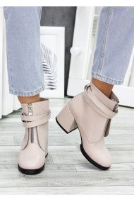 Черевики ботильйони жіночі шкіряні пудра Злата 7224-28