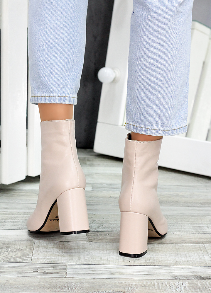 Ботинки ботильоны женские кожаные пудра Ванесса 7219-28