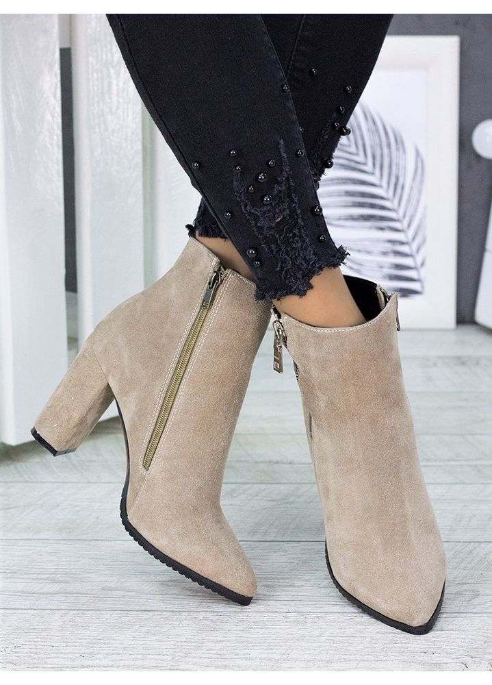 Черевики ботильйони жіночі замша беж Шанталь 7230-28