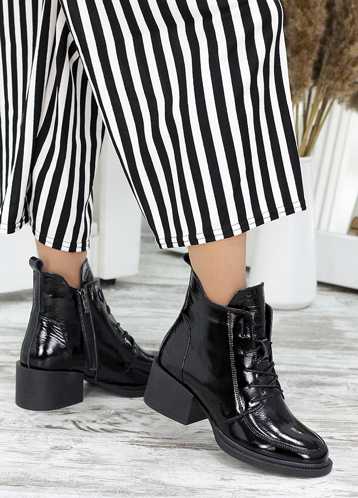 Ботинки ботильоны женские лак кожа черные Lolita 7616-28