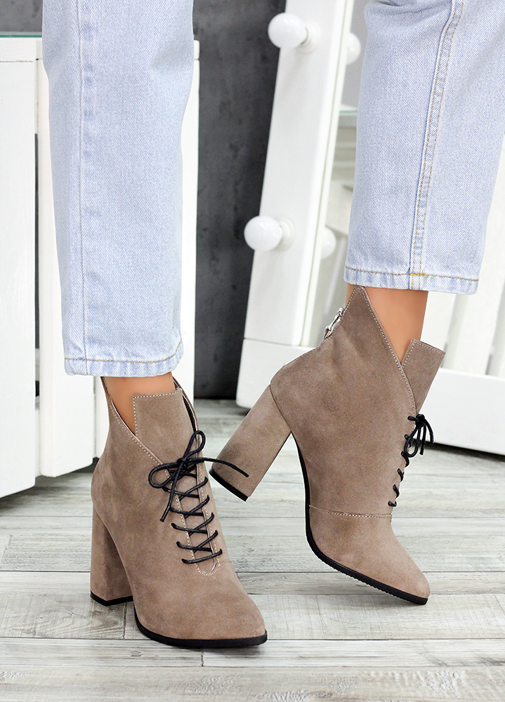 Черевики ботильйони жіночі замшеві латте Женева 7189-28