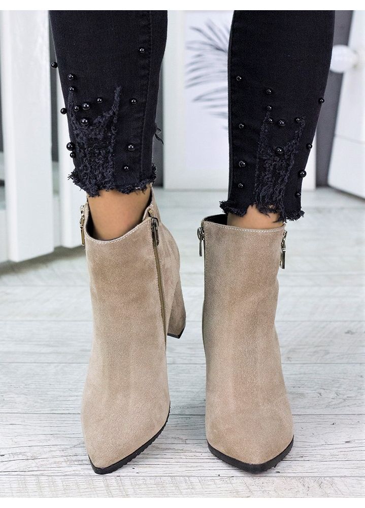 Черевики ботильйони жіночі замша беж Шанталь 7230-28