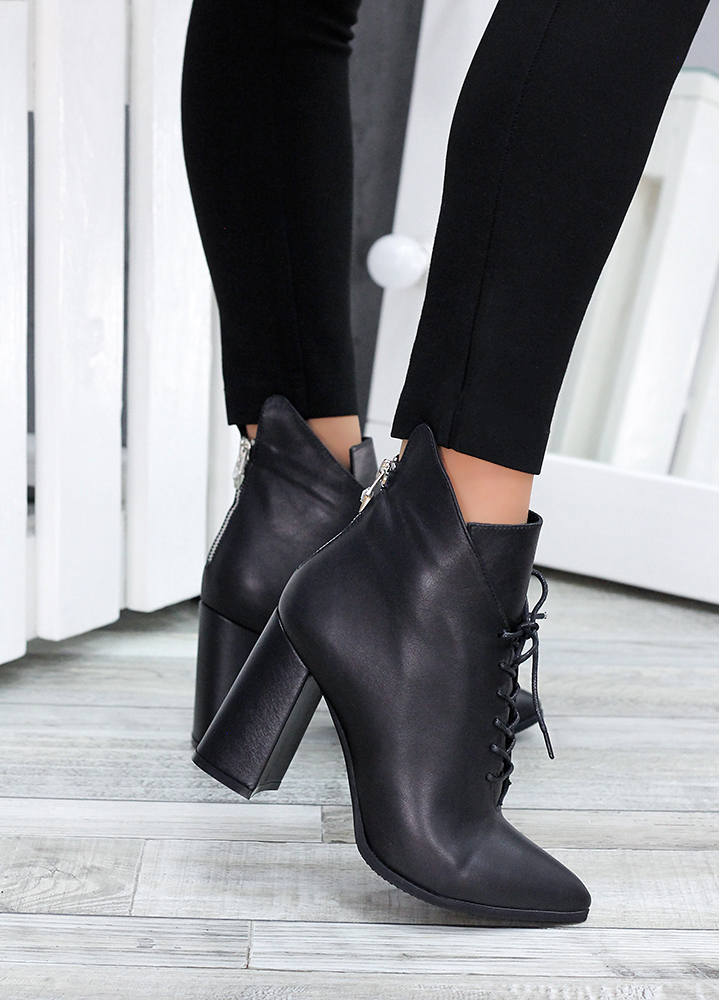 Черевики ботильйони жіночі шкіряні чорні Женева 7159-28