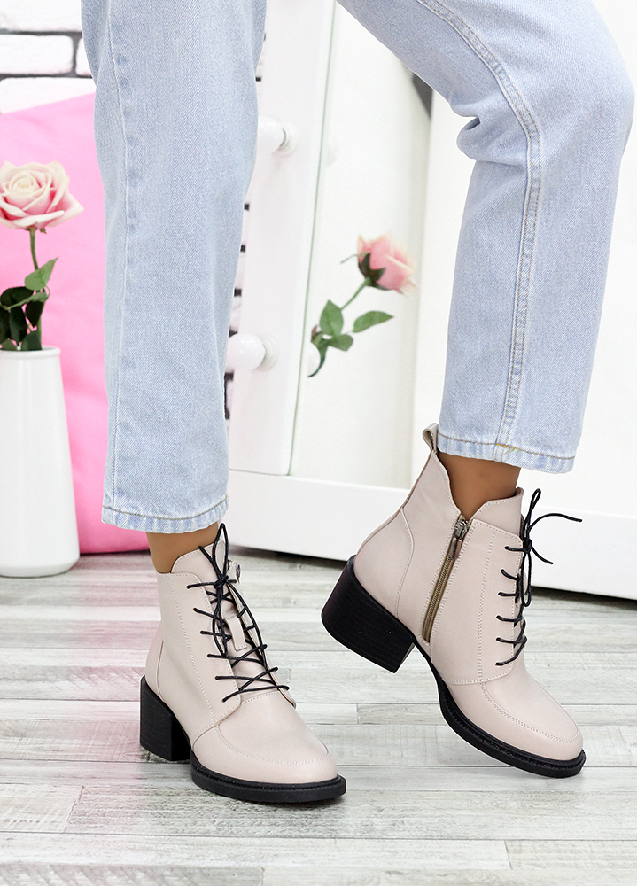 Ботинки ботильоны женские кожаные пудра Lolita 7609-28