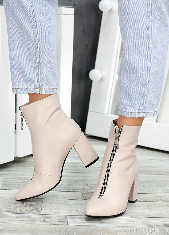Ботинки ботильоны женские кожаные пудра Ванесса 7219-28